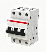 Dispositif de protection de circuit ABB S203 C6 à trois bornes, type C, 6A, tolérance à court-circuit 6kA, 400VAC, avec lampe d'unité et protection de machine