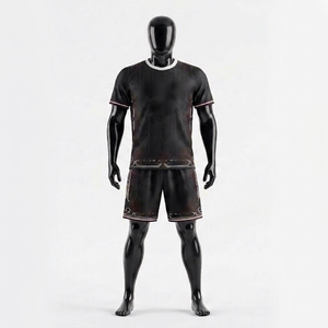 Ensemble de maillot de basket-ball sublimé noir pour femmes, col rond, sans manches, évacuation de l'humidité, spandex/nylon, coupe athlétique, toutes saisons - Product Image 1
