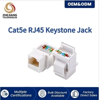 Module réseau Keystone RJ45 femelle Cat5e UTP, contacts plaqués or, blanc PC/ABS pour plaque murale et panneau de brassage
