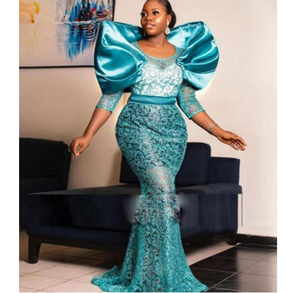 ชุดราตรีหรูหราทรงนางเงือกยาวถึงพื้นคุณภาพสูงของผู้หญิงชุดราตรีประดับไข่มุกลูกปัด - Product Image 4