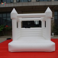 Rumah Loncat Tiup PVC Komersial Desain Kustom Mudah Dipasang untuk Sewa Pesta dan Acara rumah loncat putih