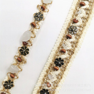 <span class=keywords><strong>Bandeau</strong></span> en corde de chanvre fait à la main de style bohème ethnique perlé accessoires uniques de vêtements dentelle de code à barres en pierre votre sangle de mode - Product Image 2