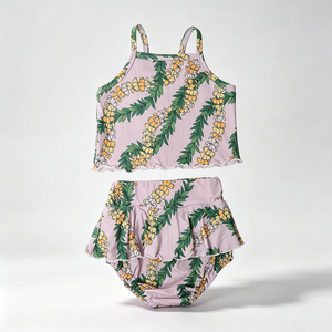 Conjunto de Ropa para Bebés Niñas A26-22 con Estampado Personalizado, Tirantes Ajustables, Volantes, Spandex/Algodón Orgánico, Anti-Pilling - Product Image 2