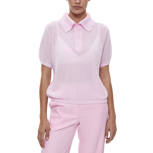 Moda <span class=keywords><strong>manga</strong></span> corta Polo cuello ahueca hacia fuera el suéter de <span class=keywords><strong>punto</strong></span> de la señora de verano Casual Puffed <span class=keywords><strong>manga</strong></span> de <span class=keywords><strong>punto</strong></span> camiseta de las mujeres - Product Image 4