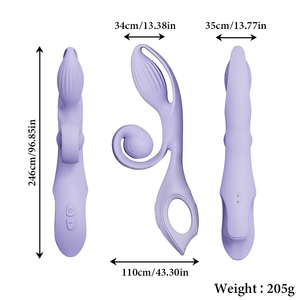Mainan Seks Getar Ganda Ergonomis - <span class=keywords><strong>Stimulator</strong></span> Ujung Daun & Bola Unik, Vibrator Kelinci Silikon 10 Mode dengan Pegangan Cincin Jari - Product Image 6