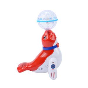 ألعاب حيوانات دوارة تعمل بالبطارية للأطفال، كرة رقص على شكل رأس حيوان، أسد البحر الكهربائي مع أضواء وامضة - Product Image 2