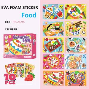 Autocollants 3D en mousse EVA pour les tout-petits 10 en 1 DIY Cartoon food Animal Painting Stickers Preschool Art Class Drawing Sticker - Product Image 4