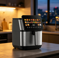 Nouvelle friteuse à air sans huile de 8,5 L de grande capacité, en acier inoxydable, 2100 W, double chauffage, écran tactile LED, 14 programmes prédéfinis