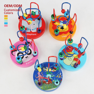 Wooden Children Montessori Small Mini Round Puzzle Counting Bead Mazes Baby Educational Learning Games Toys for Kids Boys Girls - Product Image 1