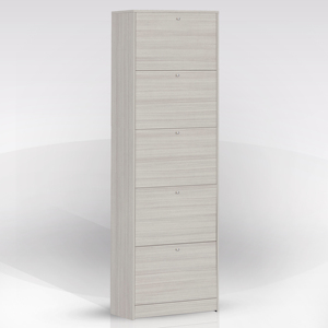 Zapatero Minimalista para Sala de Estar con 5 Puertas Abatibles, Modelo Multiusos 62x18 cm H. 182 cm, Eucalipto - Product Image 1