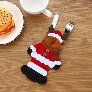 Ensemble de porte-couverts de Noël, bonhomme de neige, Père Noël, renne, housses pour couteaux et fourchettes pour la table de Noël, du Nouvel An, décoration de table, ornements - Product Image 3