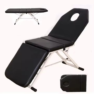 Table de massage pliable rose avec appui-tête intégré, matériau PU, structure métallique, mobilier de salon pour soins de beauté et traitements faciaux - Product Image 3