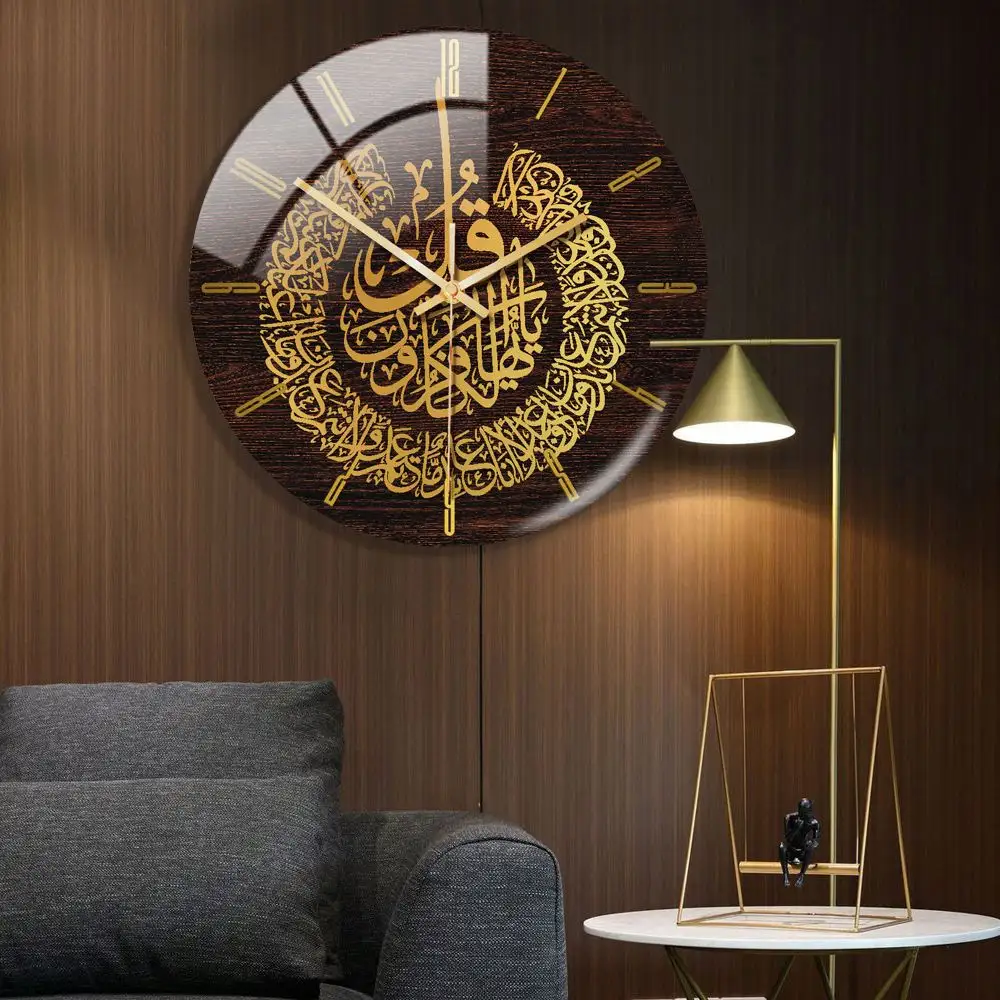 New design large acrylic wall clock antique islamic style home decoration wall clock