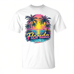 Camiseta con diseño retro vintage de palmera al atardecer en Florida, talla unisex para adultos - Product Image 2