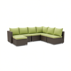 Conjunto de Muebles de Jardín de Ratán Marrón con Estructura de Acero con Recubrimiento en Polvo para Uso en Exteriores, Diseño Contemporáneo, Resistente a la Intemperie - Product Image 1
