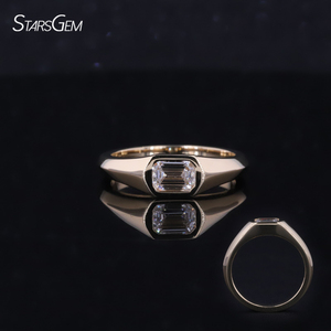 Anillo de Oro Amarillo de 10K con Diamantes Cultivados en Laboratorio de Corte Esmeralda de 0.5 Quilates, Joyería Personalizada Starsgem - Product Image 1