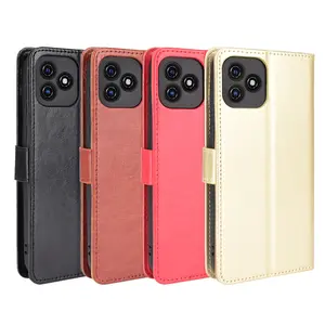 For Blackview A96 Cell Phone Case Magnetic Scratch-proof PU Leather+TPU  Card Slots Cover - Red