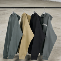 Sweat-shirt à capuche oversize pour homme, col zippé, grammage lourd, logo brodé, streetwear, basique, imprimé, épaules tombantes, neutre