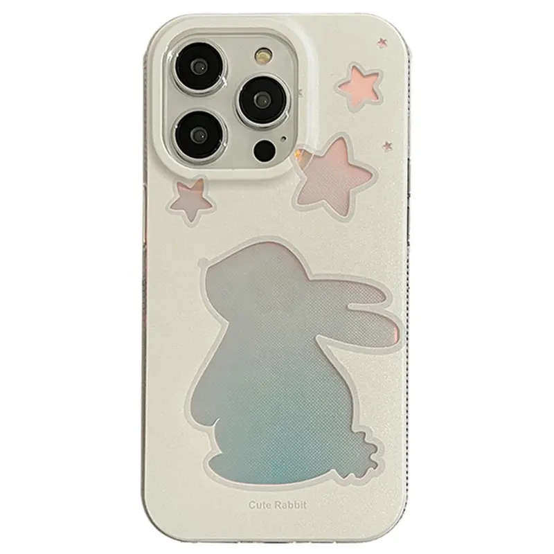 ins Lovely Stars Rabbit Hollow Out Case For iPhone 14 Pro Max 13 11 12 14 Plus Laser Acrylic Phone Back Cover