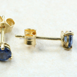 Boucles d'oreilles en topaze bleue de londres, bijoux en pierre précieuse, en argent sterling 925, fait à la main, plaqué or, nouvelle collection - Product Image 2