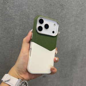 Funda de teléfono con tarjetero de cuero PU de lujo para Iphone17Air 16 <span class=keywords><strong>15</strong></span> 14 13 Pro Max, funda protectora de carga inalámbrica de dos tonos a la moda - Product Image 4