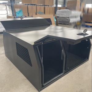 Portable Waterproof 3-Door Aluminum Ute Canopy with Outdoor Lockable <b>Tool</b> <b>Boxes</b> and 1/4 Dog Cage - Product Image 2