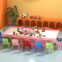 Meja Mainan Kayu DIY Multi-Fungsi Buatan Tangan Peralatan Bermain Besar untuk Anak-Anak, Tempat Bermain Pasir, Tanah Liat, dan Balok Bangunan 40-Piece
