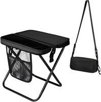 Tabouret de camping pliable portable avec poche latérale en filet et sac de transport, chaise de pêche pliable d'extérieur