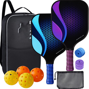 Pickleball paddles thiết lập bề mặt sợi Carbon Graphite Chất lượng cao và Polypropylene tổ ong với các phụ kiện - Product Image 1
