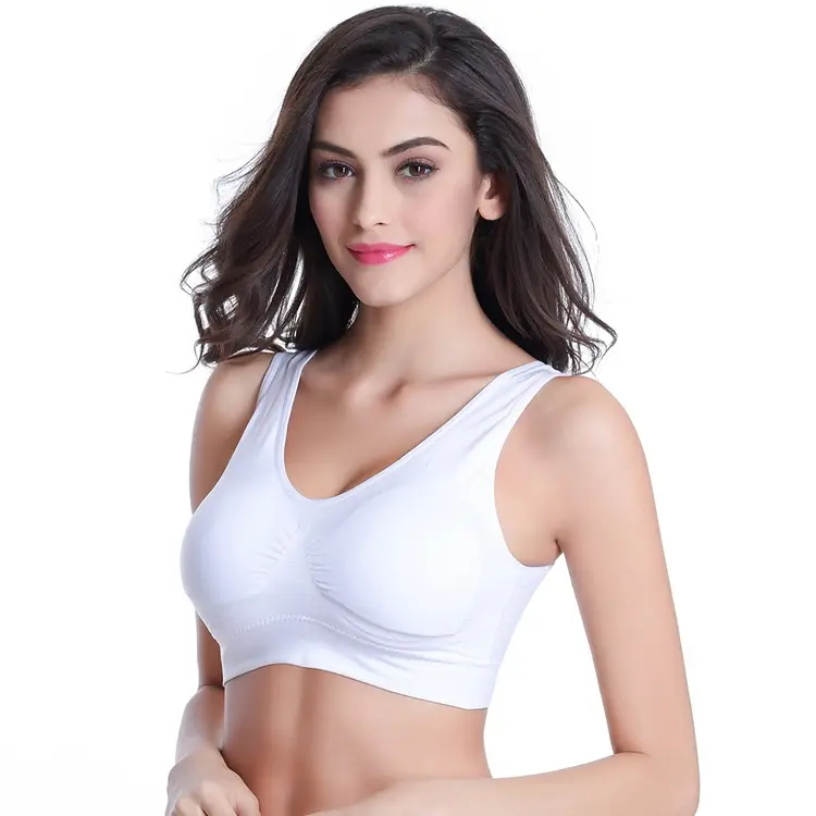 cheap full coverage white seamless sport bra top fitness black large cup solid color padded plus size bra for big cup fat women