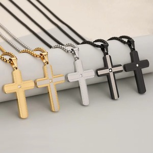Collar con Colgante de Cruz de Cristal Minimalista, Acero Inoxidable Pulido, para Hombre y Mujer, Amuleto Religioso Punk, Joyería de Fe - Product Image 4
