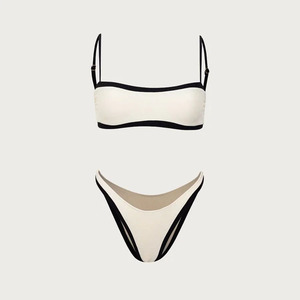 Nieuwe Minimalistische Zwart-Wit Patchwork Bikini Elegant Eendelig Badpak Met Hoge Taille Voor Dames 2024 - Product Image 5