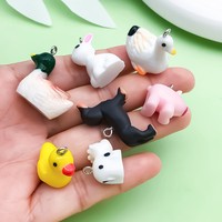 Breloques en résine multi-motifs animaux mignons (agneau, oie) pour la fabrication de bijoux DIY, bracelets, colliers, porte-clés et artisanat