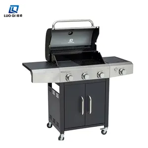 2024 New design Factory Supplier Commercial Stainless Steel Gas BBQ Grill with M metal casters Grill For outdoor Cooking with CE