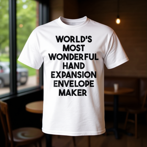 T-shirt promotionnel unisexe pour adulte, col rond, manches courtes, avec motif 'Worlds Most Wonderful Hand Expansion Envelope Maker' - Product Image 3