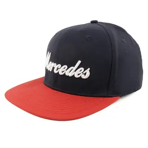 Supplier Custom 6 Panel Cotton 3D Embroidery Logo Flat Brim Hat Two Tone Snapback Cap