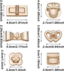 Craftdady Zinc Alloy Sets Turn Lock Clasp <b>Purse</b> Clutch Closure Bowknot Heart Flower Rectangle Twist Lock Fastener Bag Accessory - Product Image 3