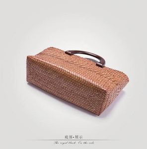 Sac d'été vintage pour femme, tissé à la main, en rotin, portable, avec fermeture éclair, sac de paille en gros pour les vacances à la plage - Product Image 5