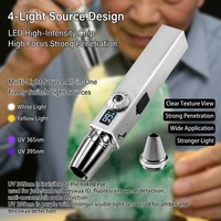 Linterna UV Profesional de 365nm para Detección de Falsificaciones, Verificación de Pasaportes e Identificaciones, Linterna UV de Acero Inoxidable con Pantalla Digital