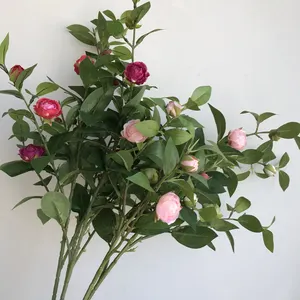 小山茶花蕾玫瑰人造插花客厅餐桌插花婚庆植物
