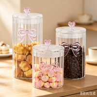 Ensemble de 3 pots en verre borosilicate avec poignée en forme de cœur, récipients de stockage pour aliments secs de cuisine, compatibles lave-vaisselle
