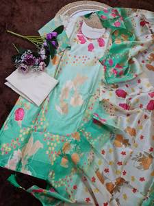 Ensemble de vêtements de fête traditionnels pour femmes travail manuel imprimé pure Viscose Assam soie Duppatta Kurti pantalon Style indien attrayant - Product Image 6