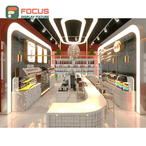 Comptoir de service café personnalisé avec caisse intégrée, étagère de boulangerie et présentoir en chêne pour café - Product Image 4