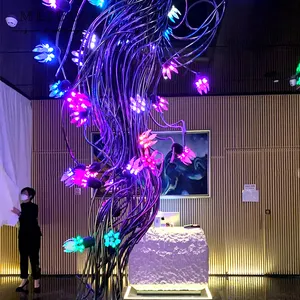Tempat lilin seni bercahaya dinamis Modern buka dan tutup otomatis bunga sakura desain Mall Hotel Vila tempat lilin