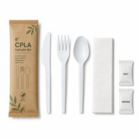 Ensemble de couverts biodégradables en CPLA, couteau, fourchette, cuillère, 150 mm, résistant à la chaleur, jetables, vente en gros