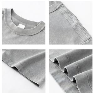 เสื้อยืดผู้ชายแขนสั้นทรงโอเวอร์ไซส์ รุ่น TKAN583D ผ้าคอตตอน 100% หนานุ่ม คุณภาพสูง สไตล์วินเทจ ล้างสีแบบแอซิดวอช แฟชั่นสตรีทแวร์ - Product Image 3