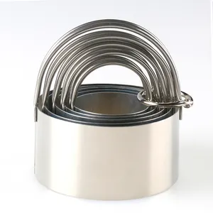 5 Pieces Stainless Steel Round Cake Molds Cutters in Graduated Metal Ring Mousse Cake Mold