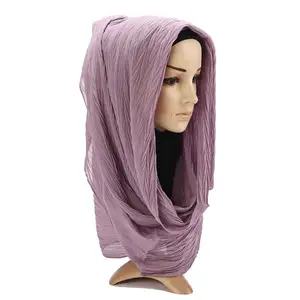 Hot Style Plain Color Pearl Chiffon Hijab Muslim Women Two Piece Set Mini Skirt Pleated Scarf