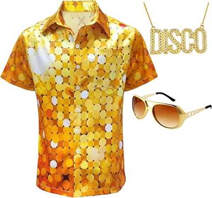 <span class=keywords><strong>Disco</strong></span> personnalisé sublimation impression Piqué chemise pour homme à manches courtes Vintage bouton-Up <span class=keywords><strong>Polo</strong></span> discothèque fête T-Shirt haut - Product Image 1