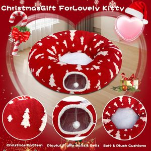Weihnachts fest Atmosphäre Moderne faltbare bequeme Katze Tunnel Bett Höhle Haustier Spielzeug Donut Winter - Product Image 3